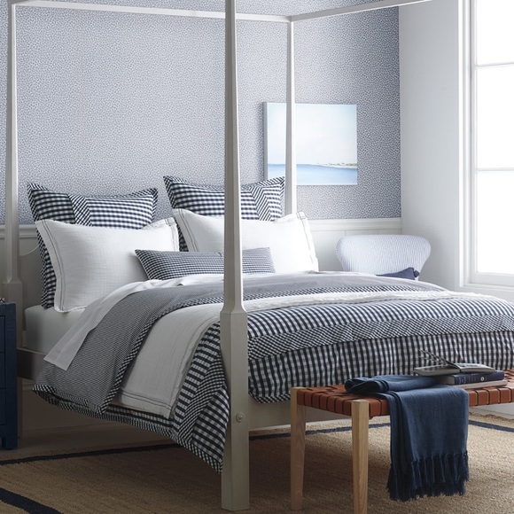 BNWT Thayer Matelasse Coverlet-Full/Q WHITE/NAVY - Picture 1 of 2